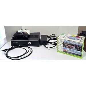XBOX 360 S Console Bundle 9 Games, 2 Remotes, Power & HDMI Cable Model 1439